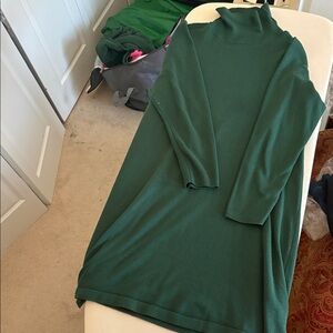 Turtleneck Long Sleeve Sweater Dress - Forest Green
